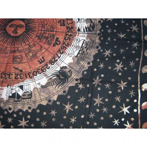 Batik Decke - Zodiac - braun